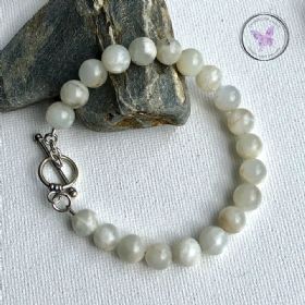 Moonstone Healing Bracelet With Silver Toggle Clasp